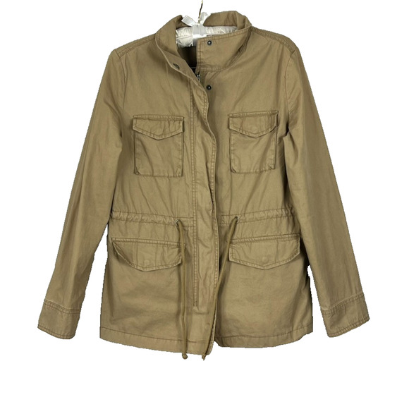 Old Navy Jacket Womens Size Medium Beige Military Cotton Zip Pockets Vintage - Picture 2 of 9